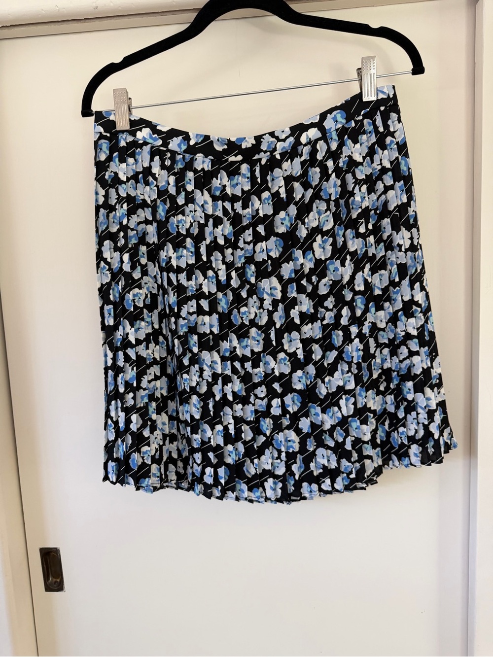 Jcrew Pleated Floral Mini Skirt - Black and Light Blue
